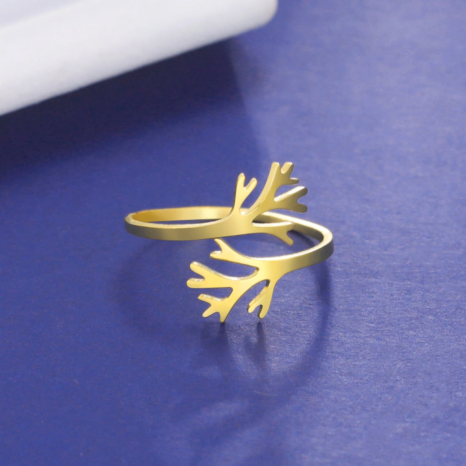 Skyrim Stainless Steel Tree Adjustable Ring Gold Color Open Finger Rings Boho Minimalist Jewelry Valentine Gift for Women Girls