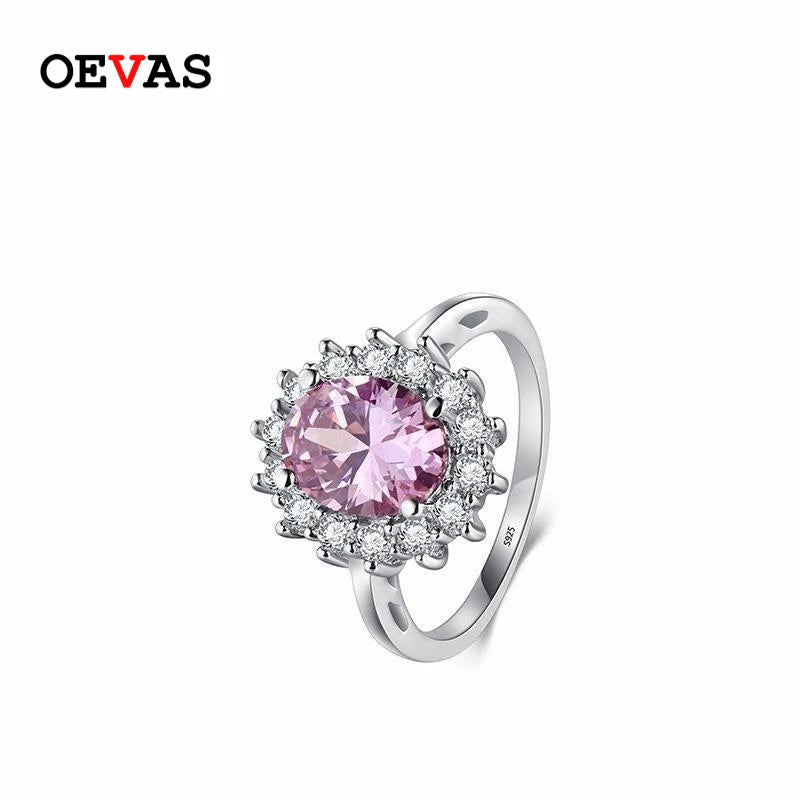 OEVAS 100% 925 Sterling Silver 7*9MM High Carbon Diamond Rings for Women Sparking Engagement Party Gift Fine Jewelry Wholesale