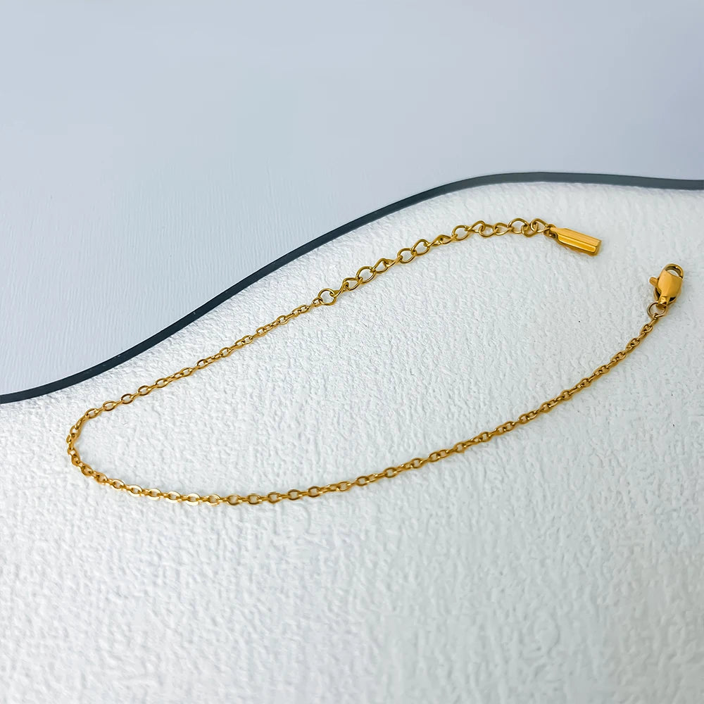 eManco High Quality Gold-Plated Stainless Steel Fine Chain Anklet Adjustable Classic Men's Upgrade Lobster Buckle Jewelry