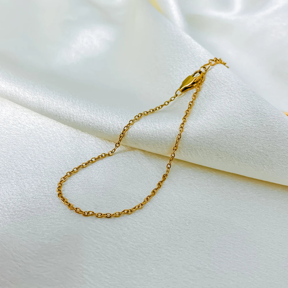 eManco High Quality Gold-Plated Stainless Steel Fine Chain Anklet Adjustable Classic Men's Upgrade Lobster Buckle Jewelry