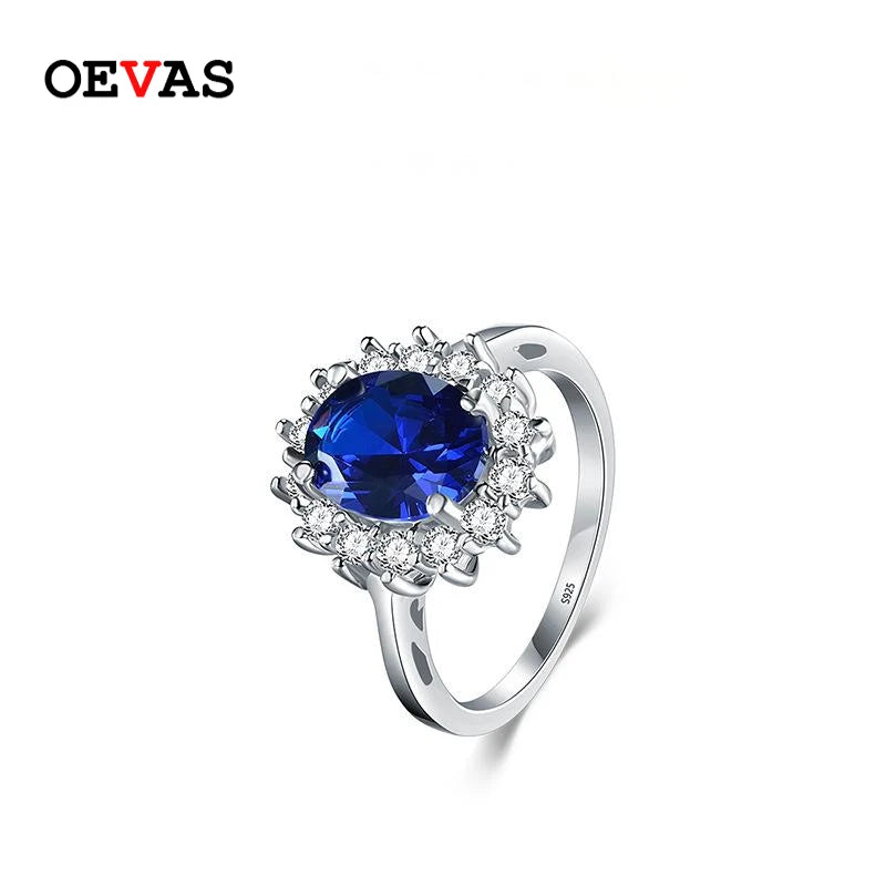 OEVAS 100% 925 Sterling Silver 7*9MM High Carbon Diamond Rings for Women Sparking Engagement Party Gift Fine Jewelry Wholesale
