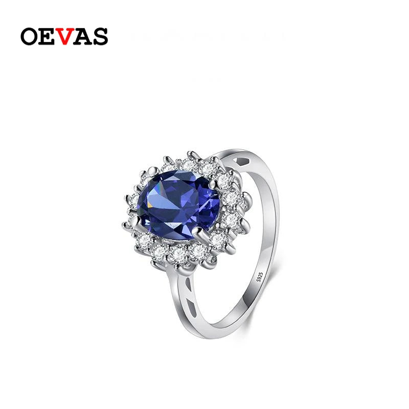 OEVAS 100% 925 Sterling Silver 7*9MM High Carbon Diamond Rings for Women Sparking Engagement Party Gift Fine Jewelry Wholesale