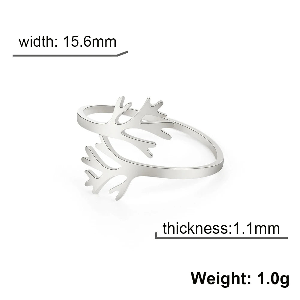 Skyrim Stainless Steel Tree Adjustable Ring Gold Color Open Finger Rings Boho Minimalist Jewelry Valentine Gift for Women Girls