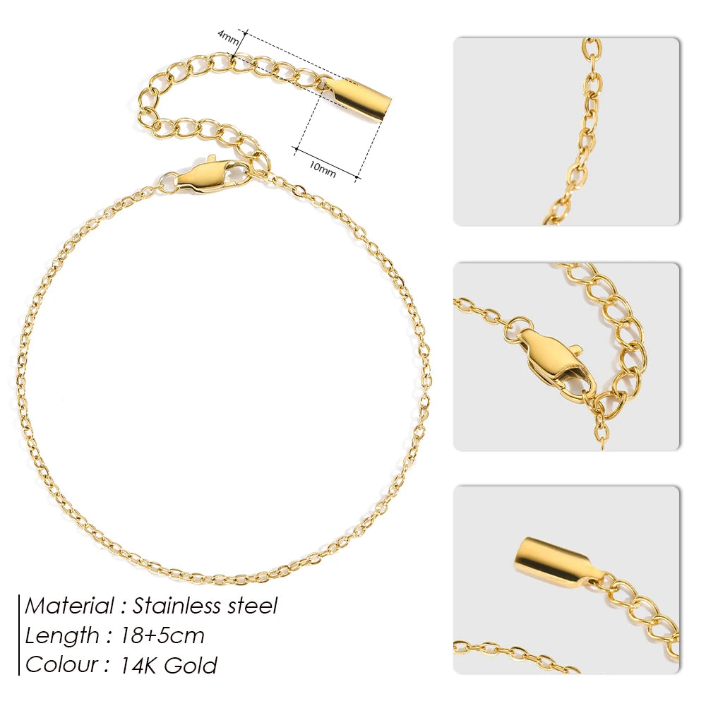 eManco High Quality Gold-Plated Stainless Steel Fine Chain Anklet Adjustable Classic Men's Upgrade Lobster Buckle Jewelry